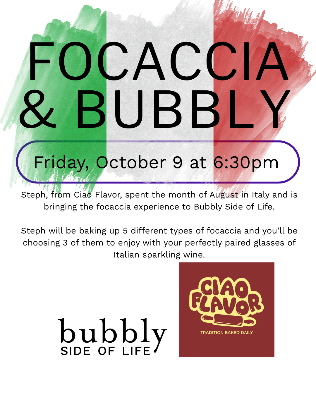 Focaccia + Italian Sparkling Experience